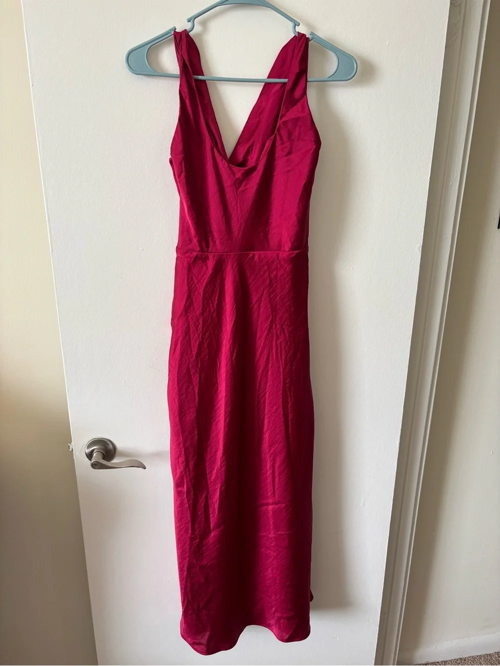 Abercrombie & Fitch Deep Pink Draped V-Neck Maxi Dress